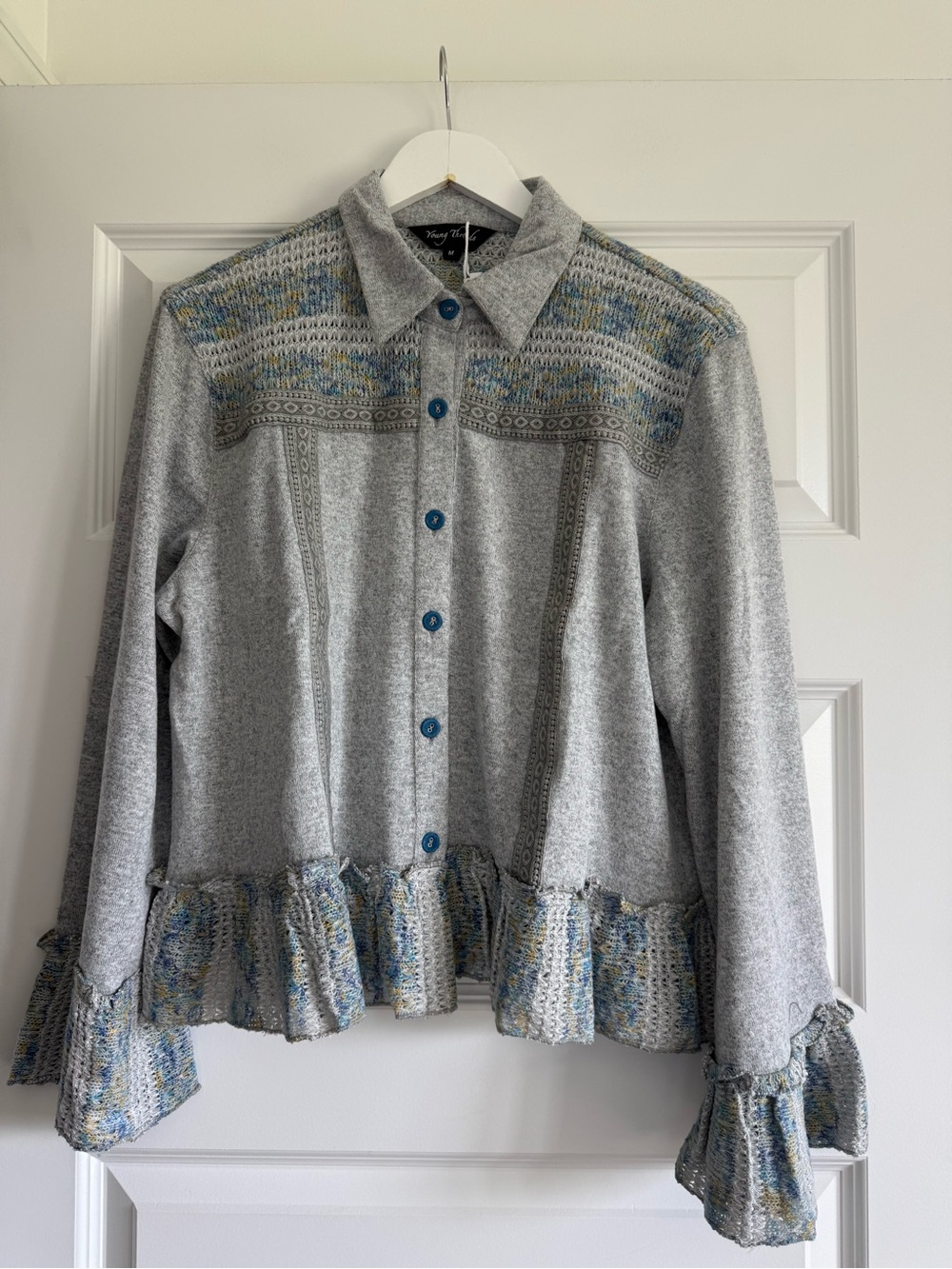 Young Threads NWT Boho Ruffle Hem Button Front Jacket Top Medium